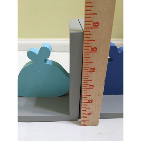 Concepts Kids Decor Pair Of Blue Whales Bookends Nautical Home Decor Organizer - Picture 4 of 5